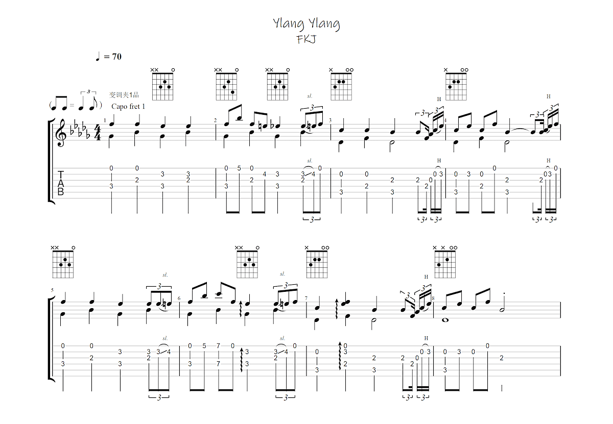 Ylang Ylang吉他谱预览图