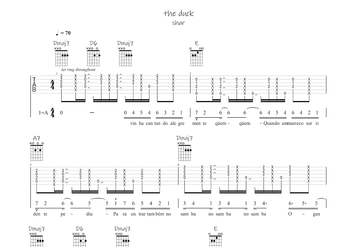 the duck吉他谱预览图
