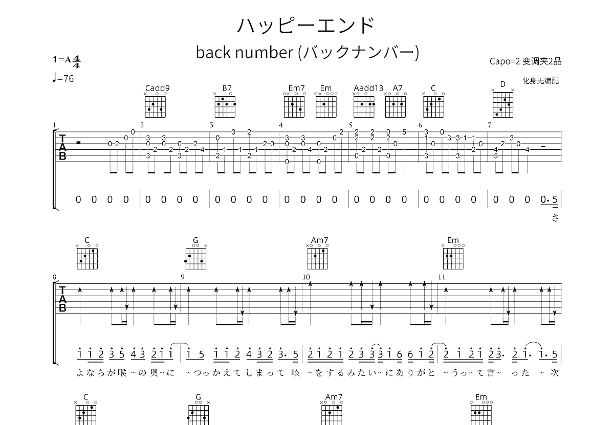 ハッピーエンド吉他谱预览图