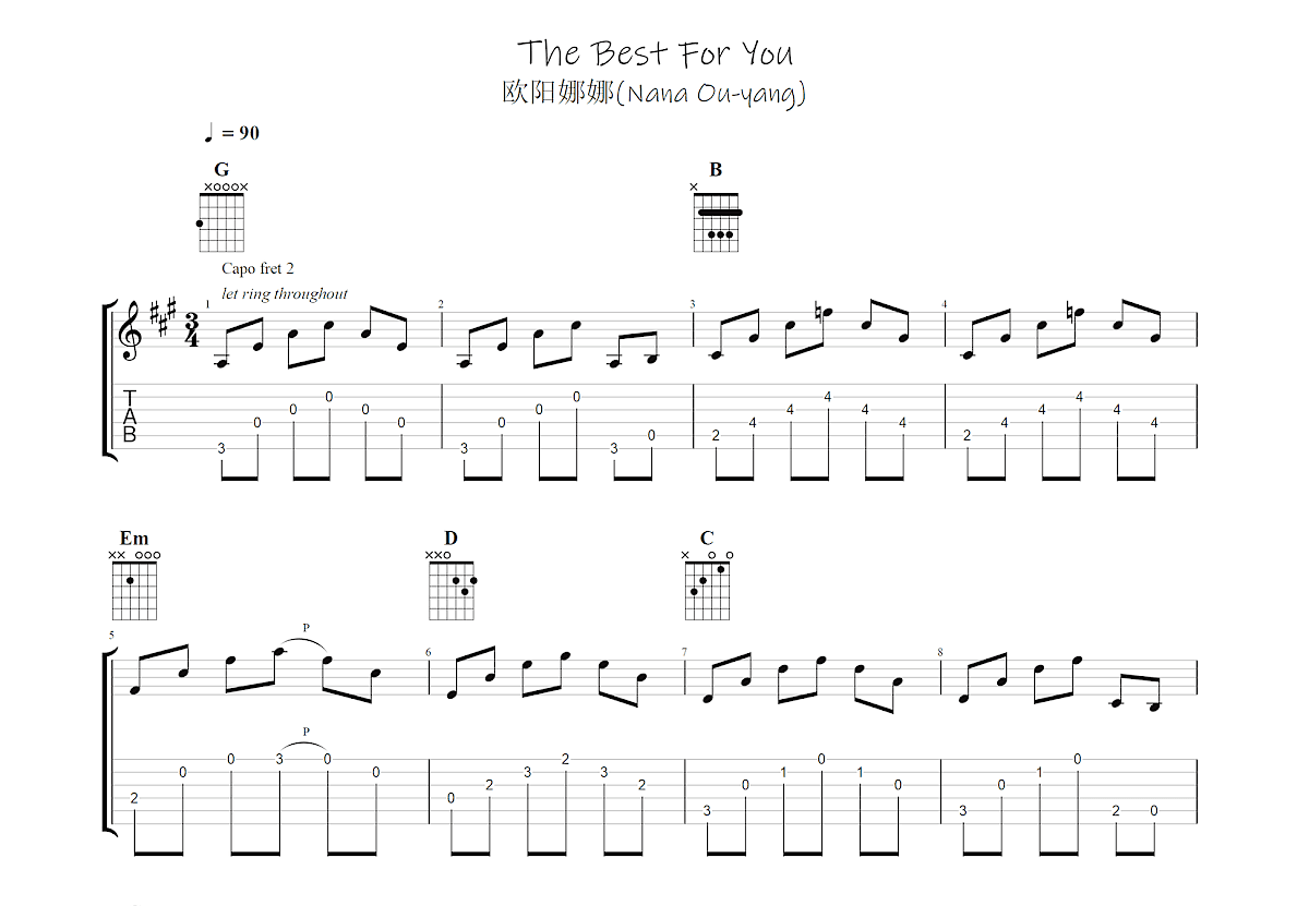 The Best For You吉他谱预览图