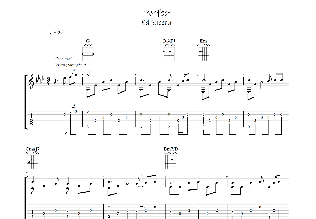 Perfect吉他谱预览图