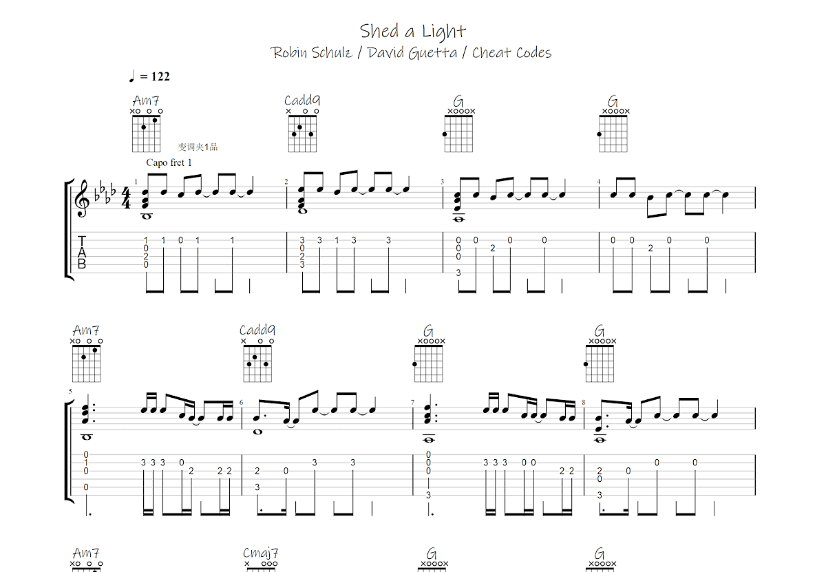 Shed A Light吉他谱预览图