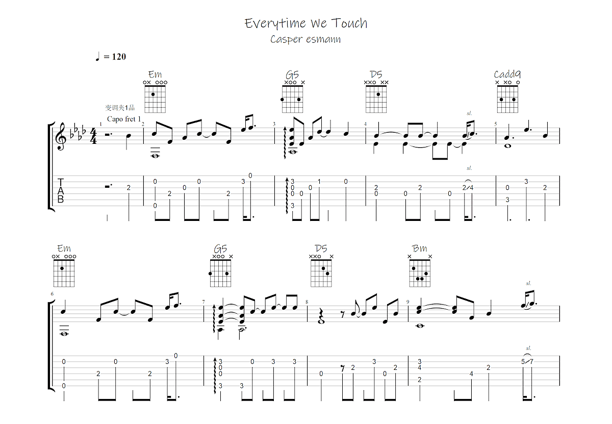 Everytime We Touch吉他谱预览图