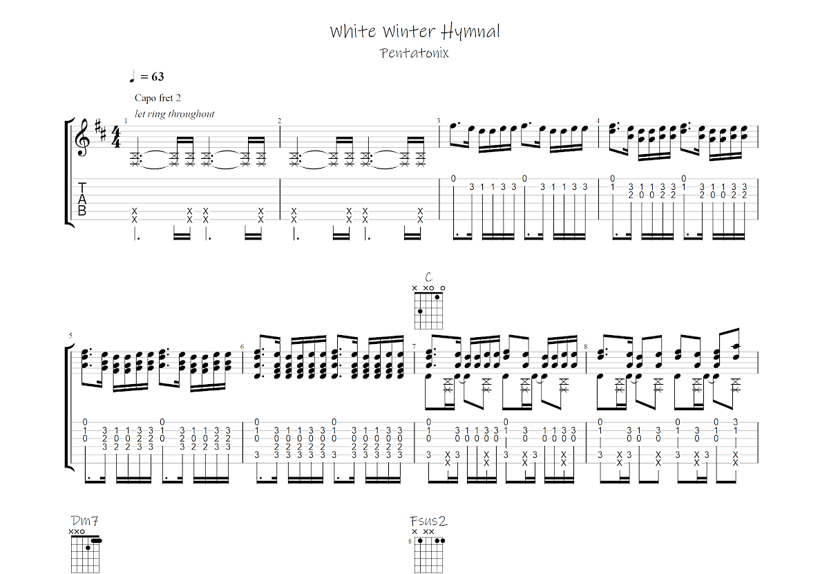 White Winter Hymnal吉他谱预览图
