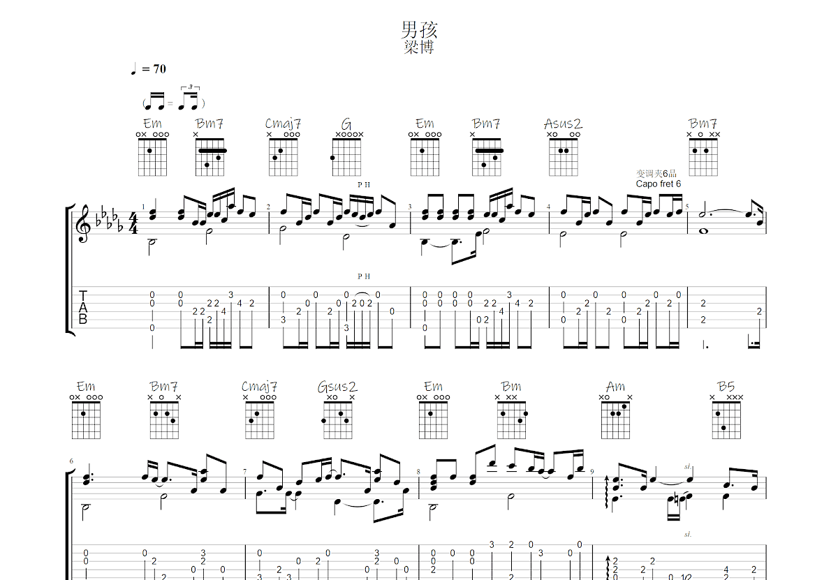 男孩吉他谱预览图