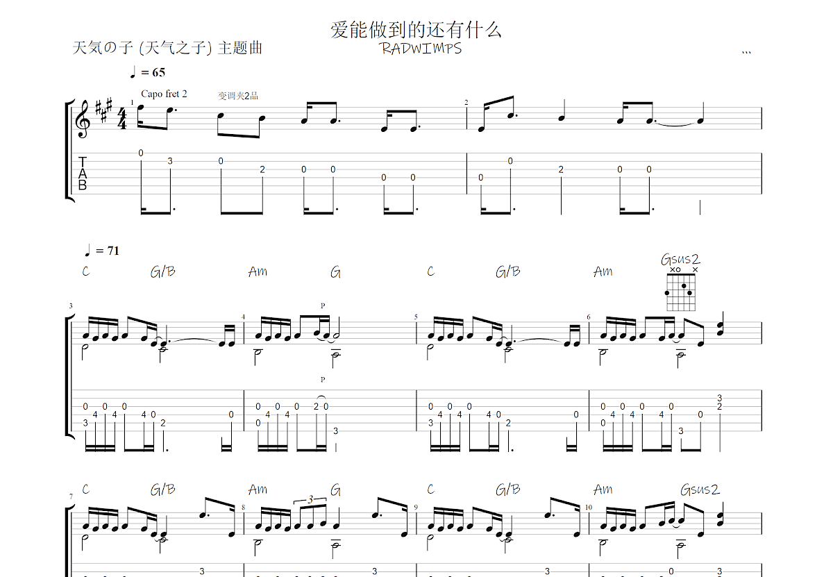 爱能做到的还有什么吉他谱预览图