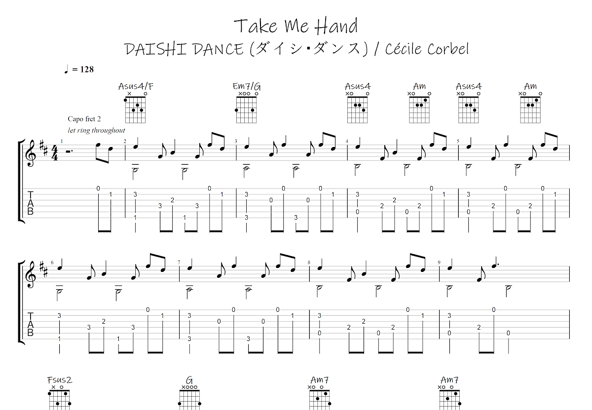 Take Me Hand吉他谱预览图