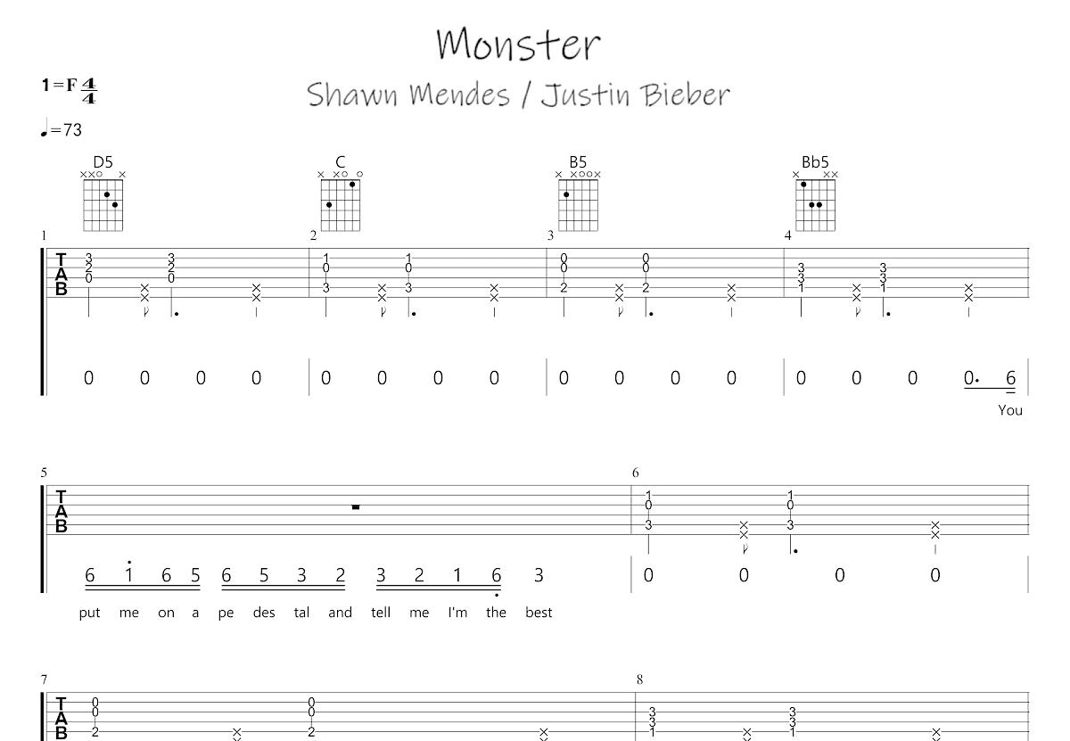 Monster吉他谱预览图