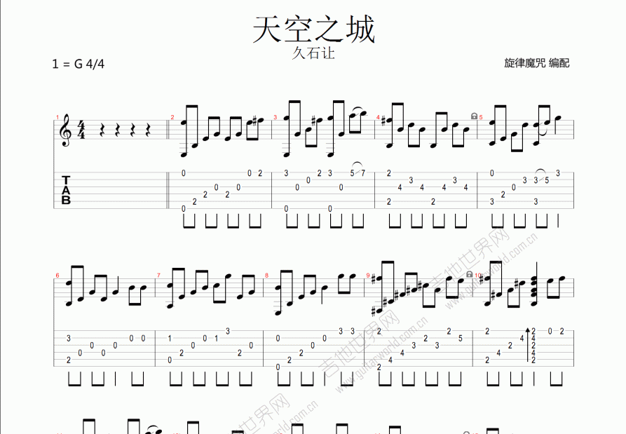 天空之城吉他谱预览图