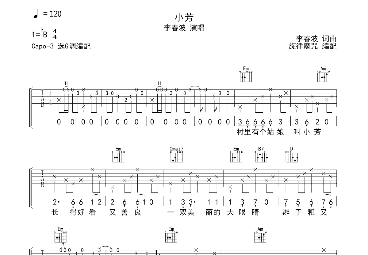 小芳吉他谱预览图