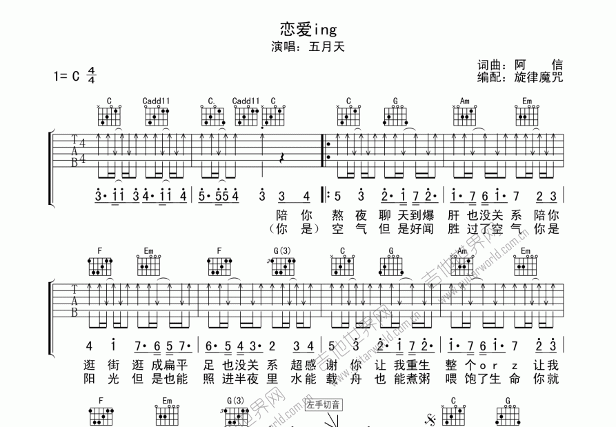 恋爱ing吉他谱预览图