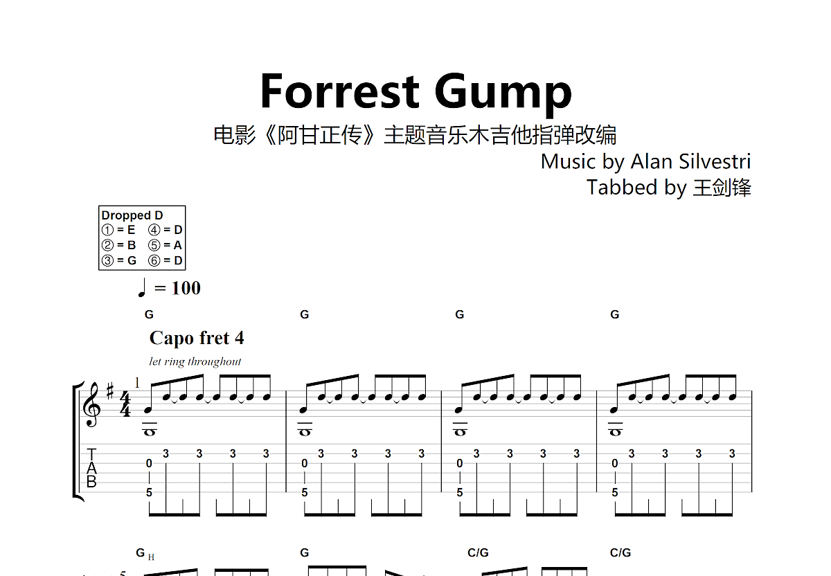 Forrest Gump吉他谱预览图