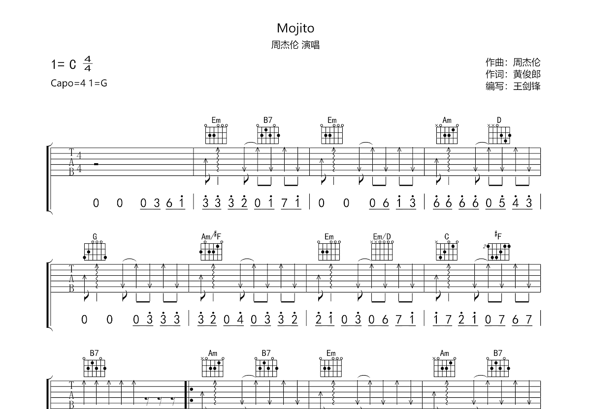 Mojito吉他谱预览图