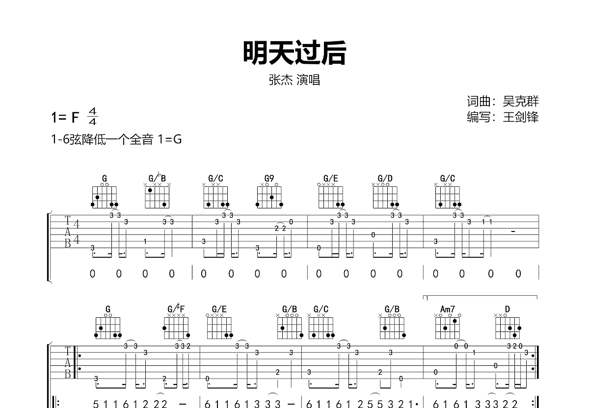 明天过后吉他谱预览图