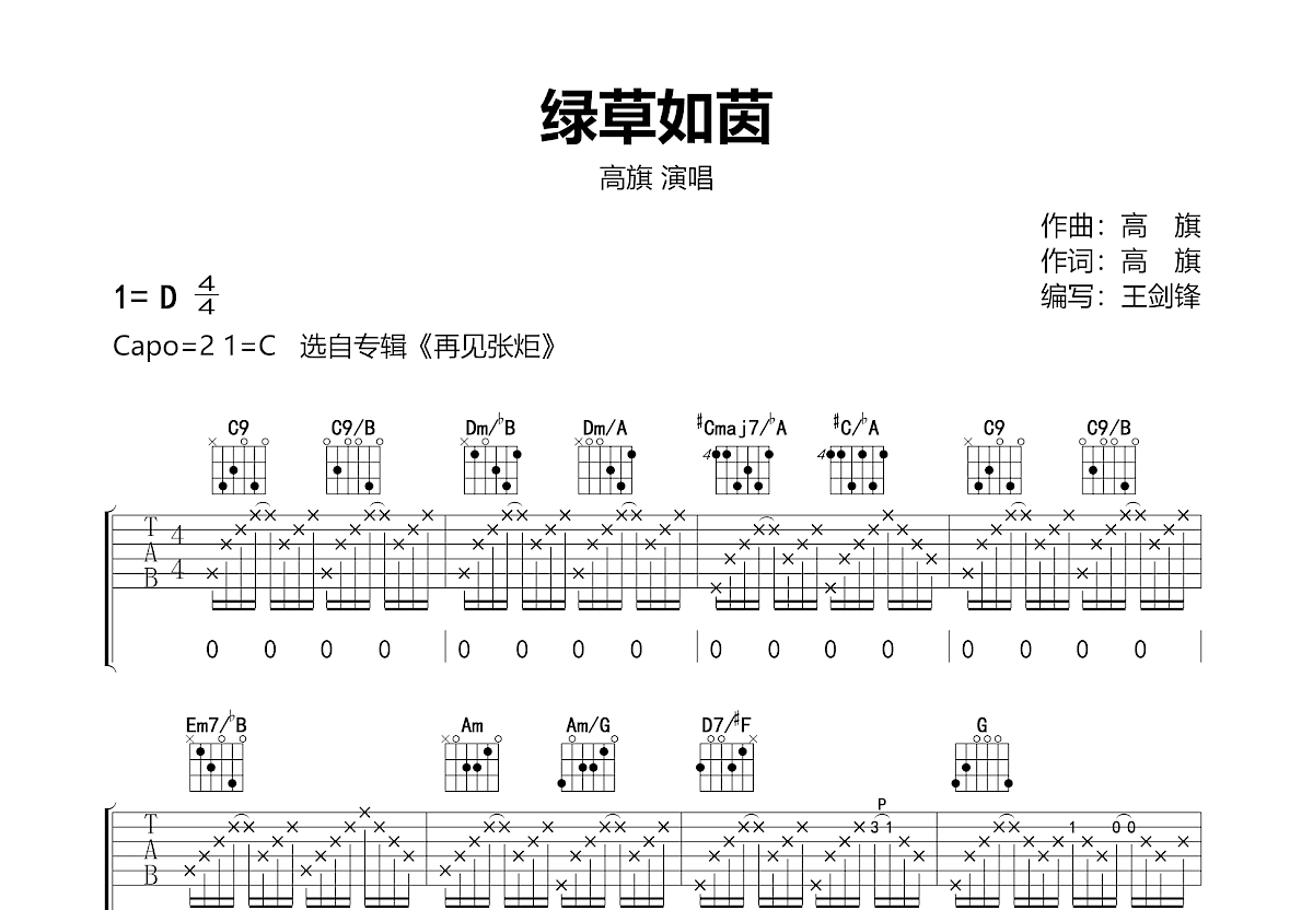 绿草如茵吉他谱预览图