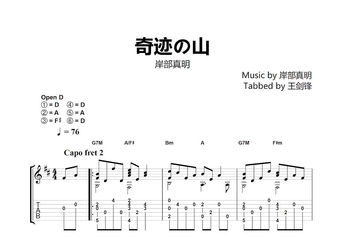 奇迹的山吉他谱预览图