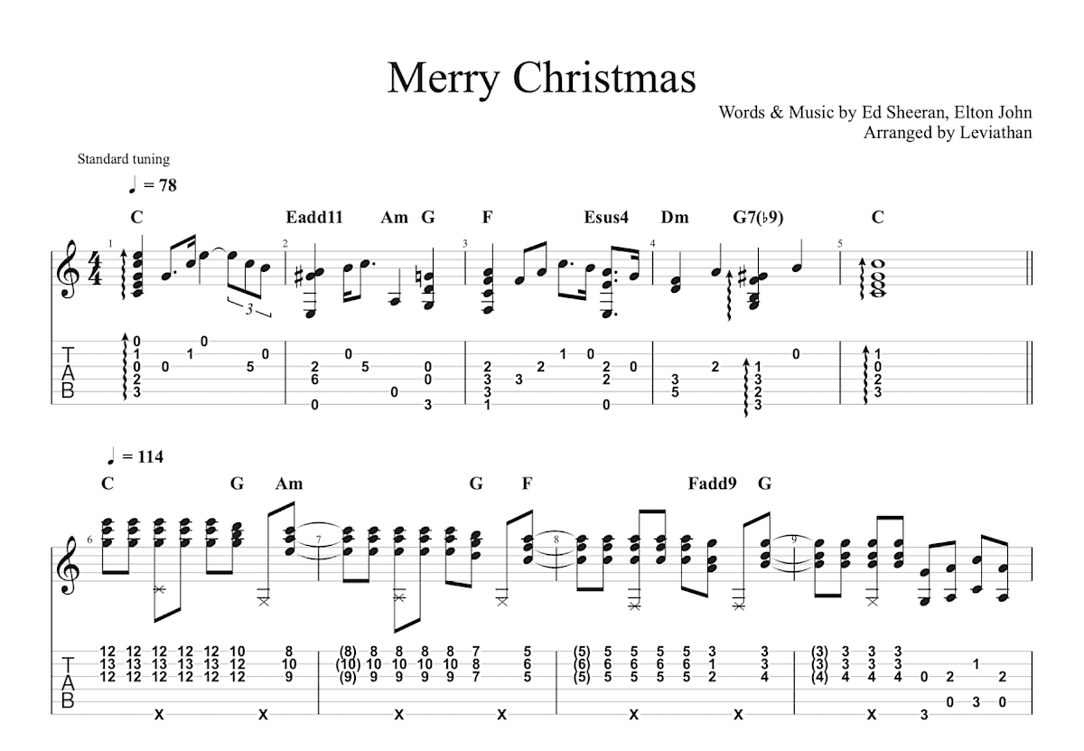 Merry Christmas吉他谱预览图
