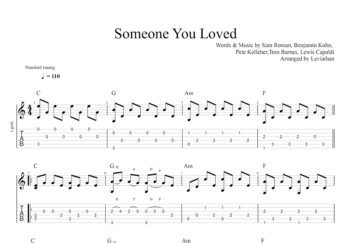 Someone You Loved吉他谱预览图