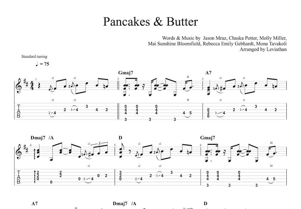 Pancakes & Butter吉他谱_Jason Mraz_D调指弹