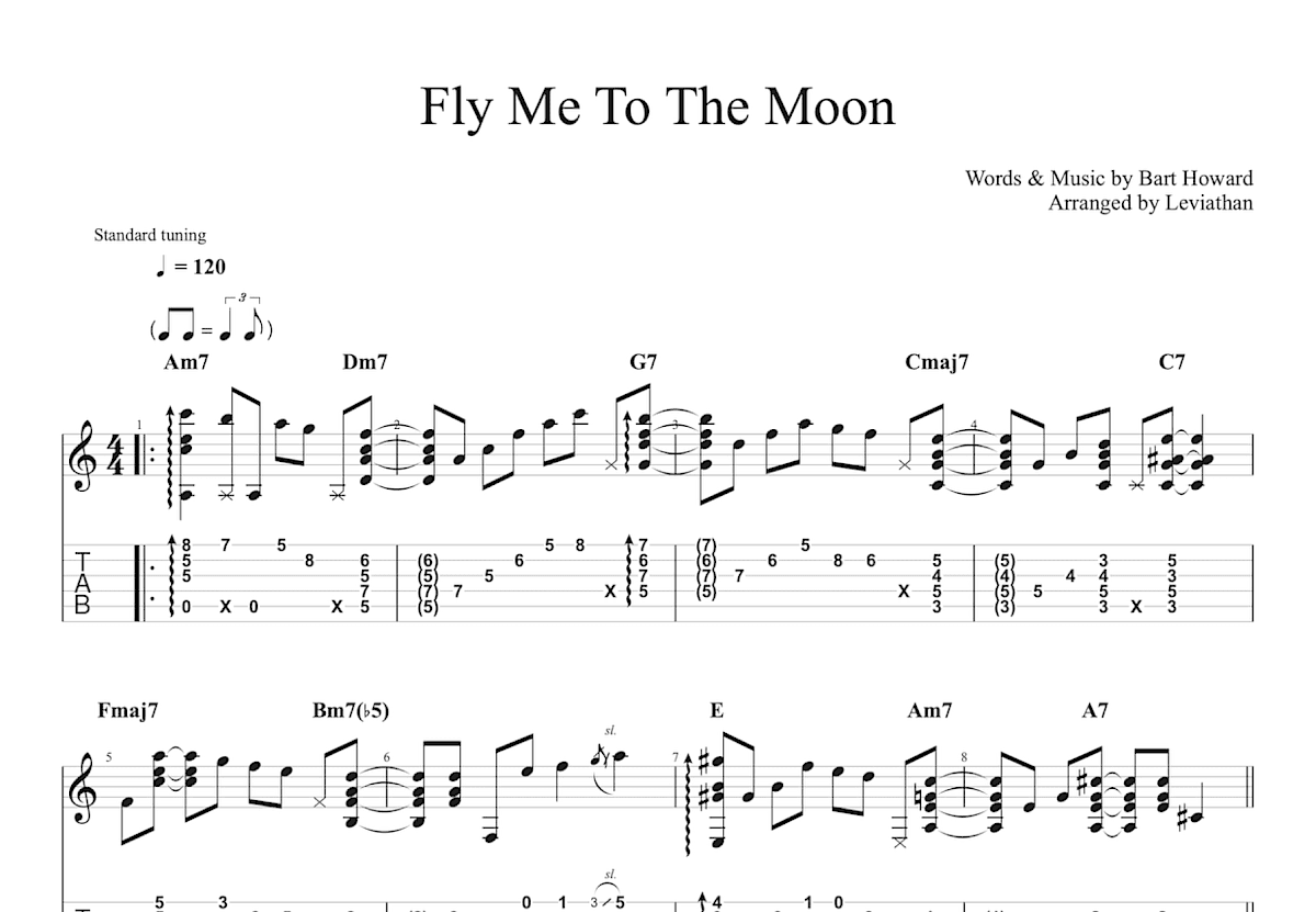 Fly Me To The Moon吉他谱预览图