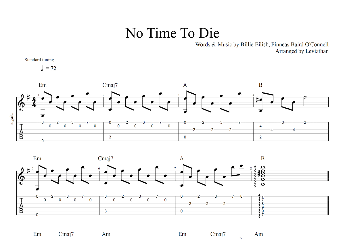 No Time To Die吉他谱预览图