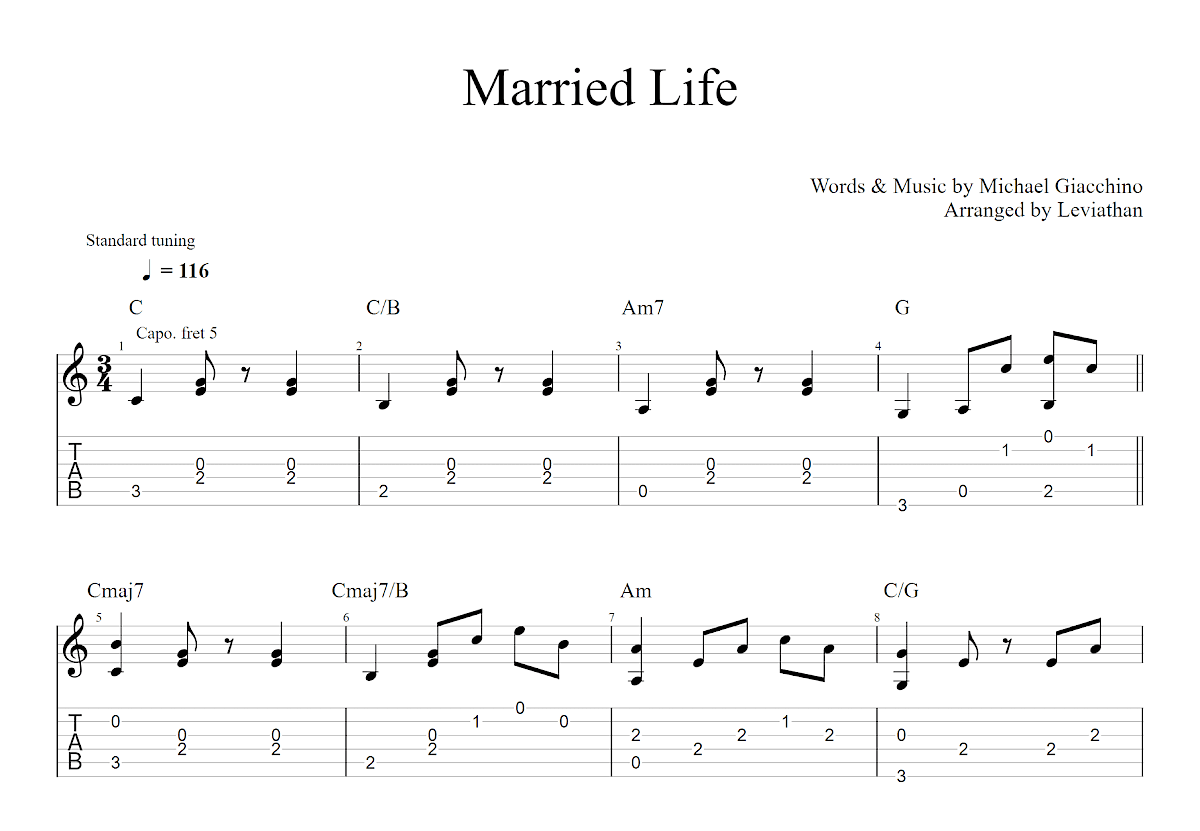 Married Life吉他谱预览图