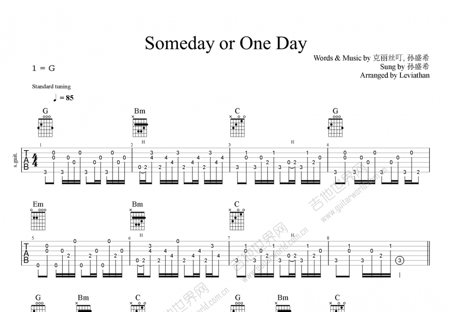 Someday or One Day吉他谱预览图