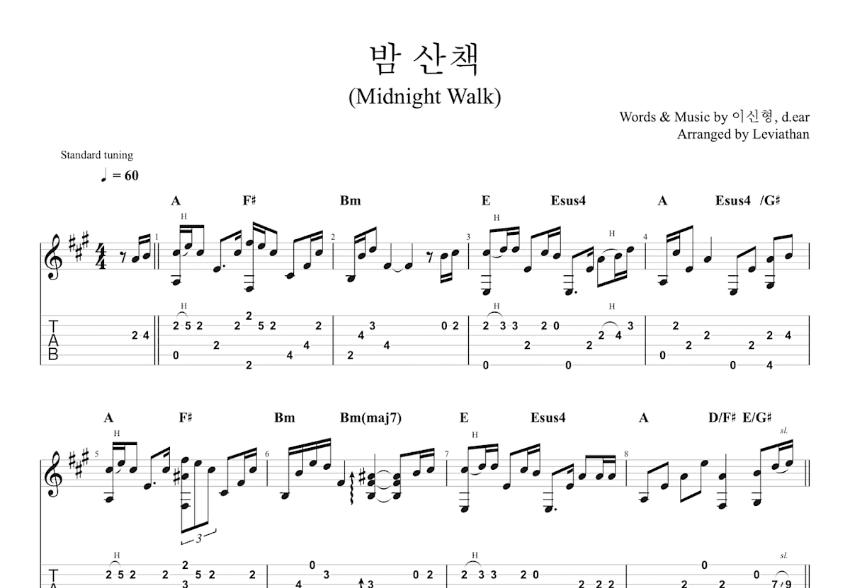 Midnight Walk吉他谱预览图