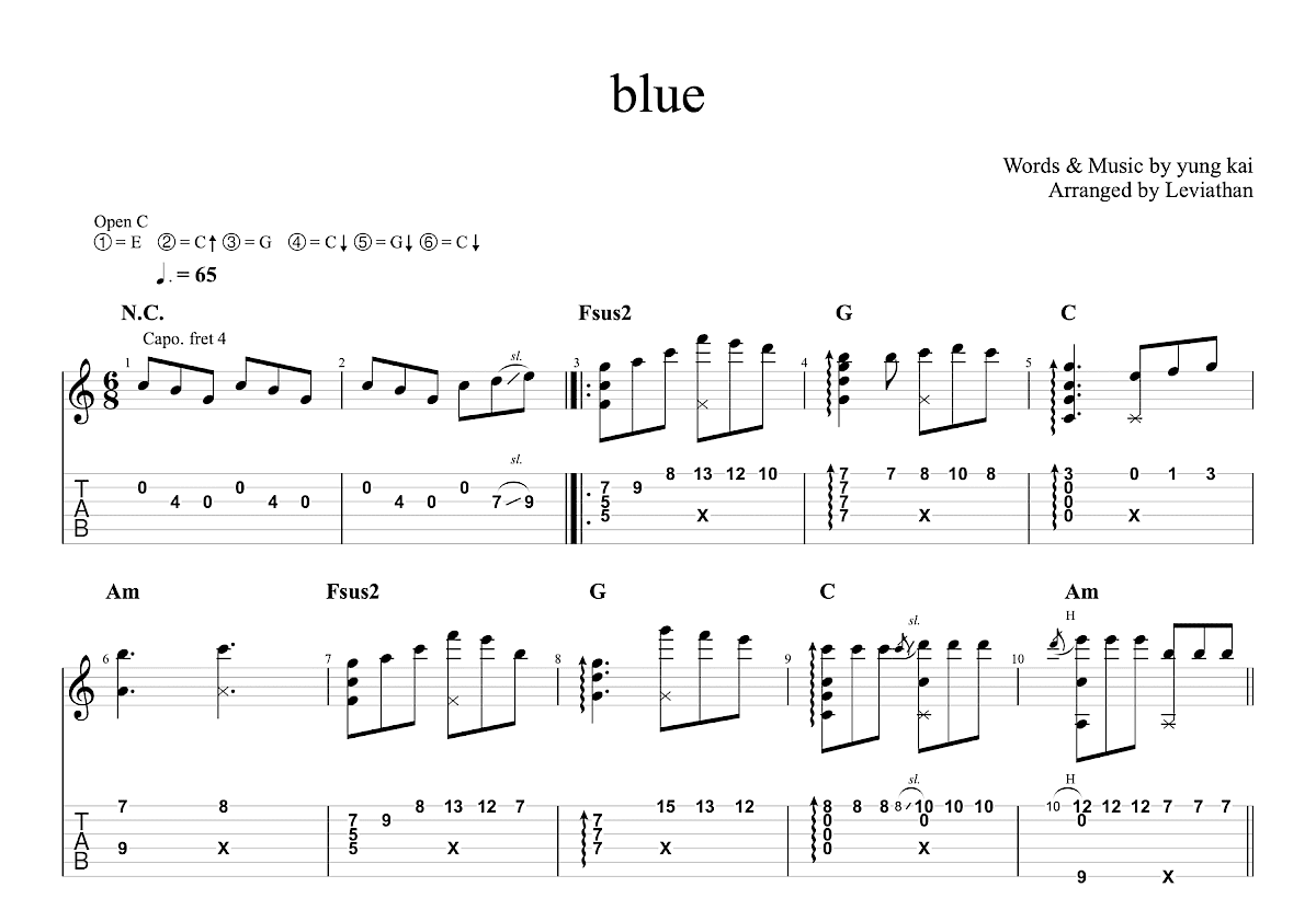 blue吉他谱预览图
