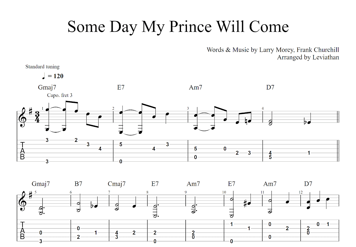 Some Day My Prince Will Come吉他谱预览图