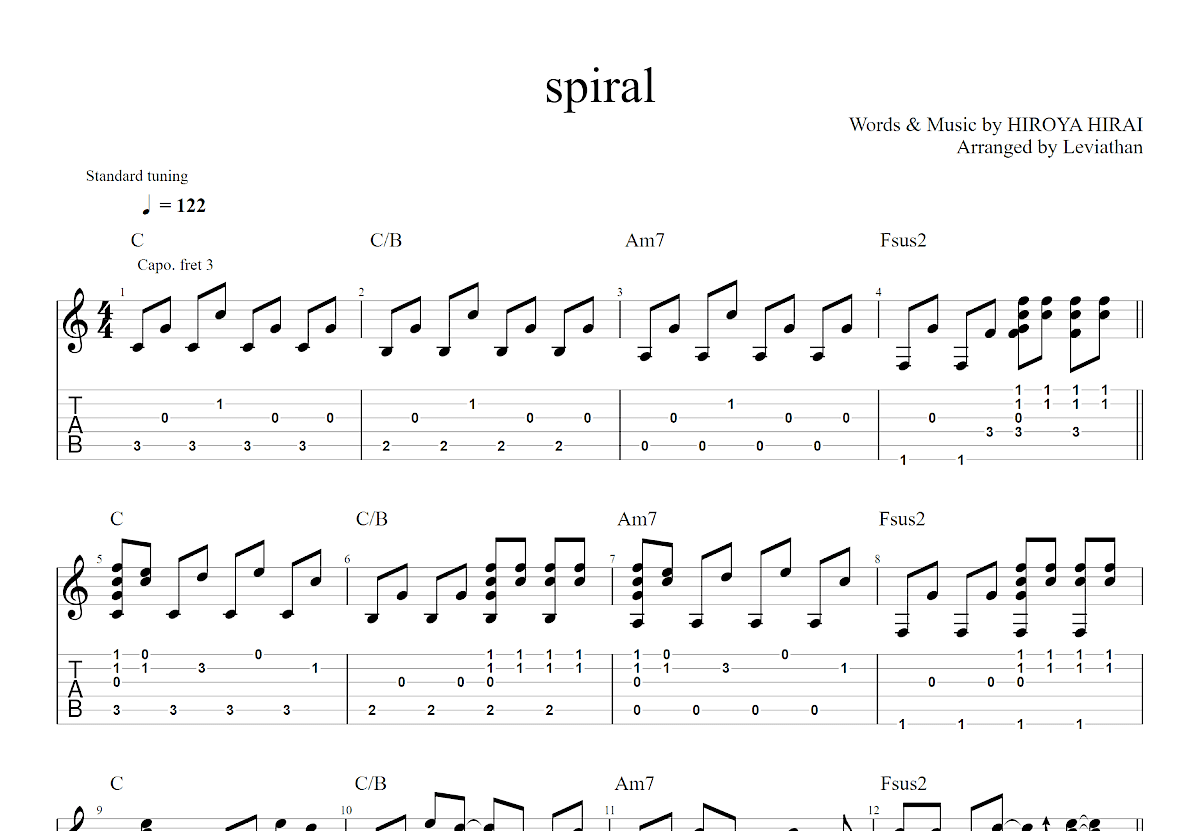 spiral吉他谱预览图