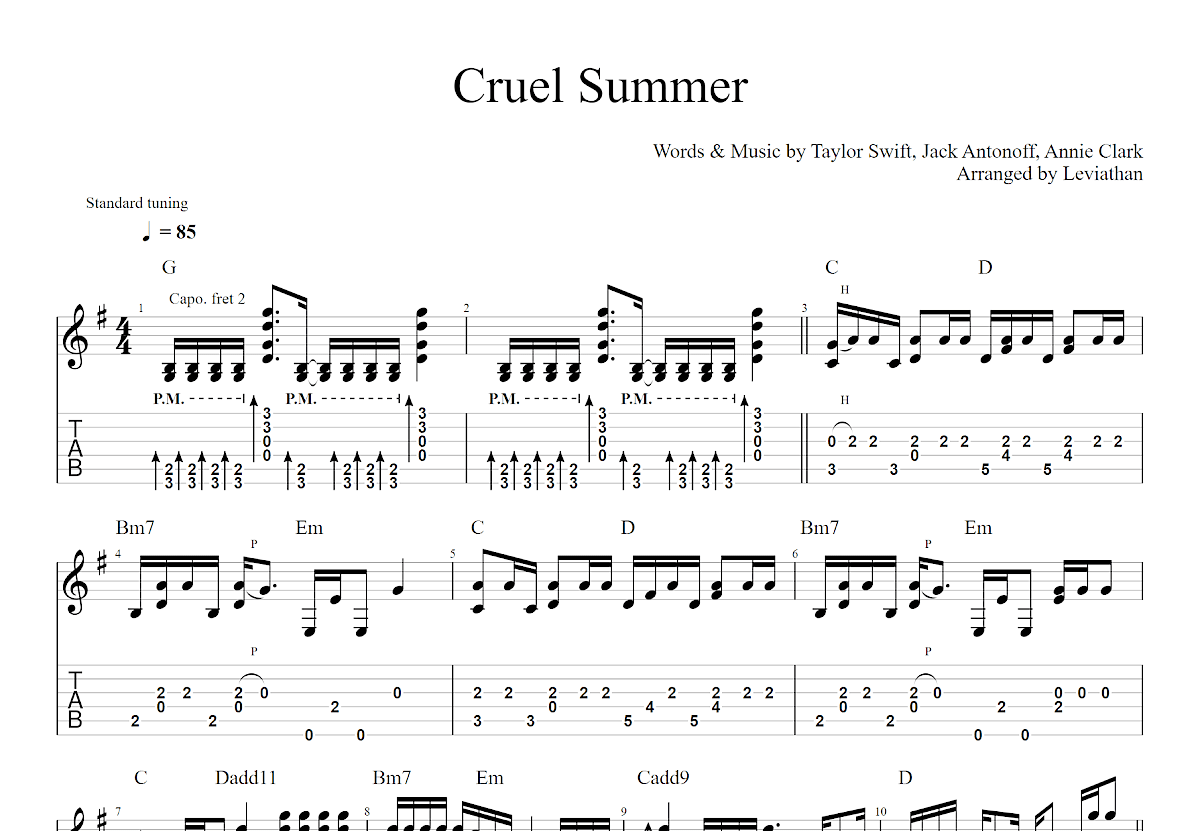 Cruel Summer吉他谱预览图