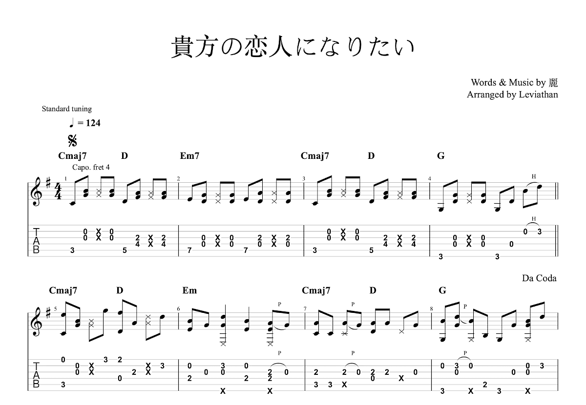 貴方の恋人になりたい吉他谱预览图