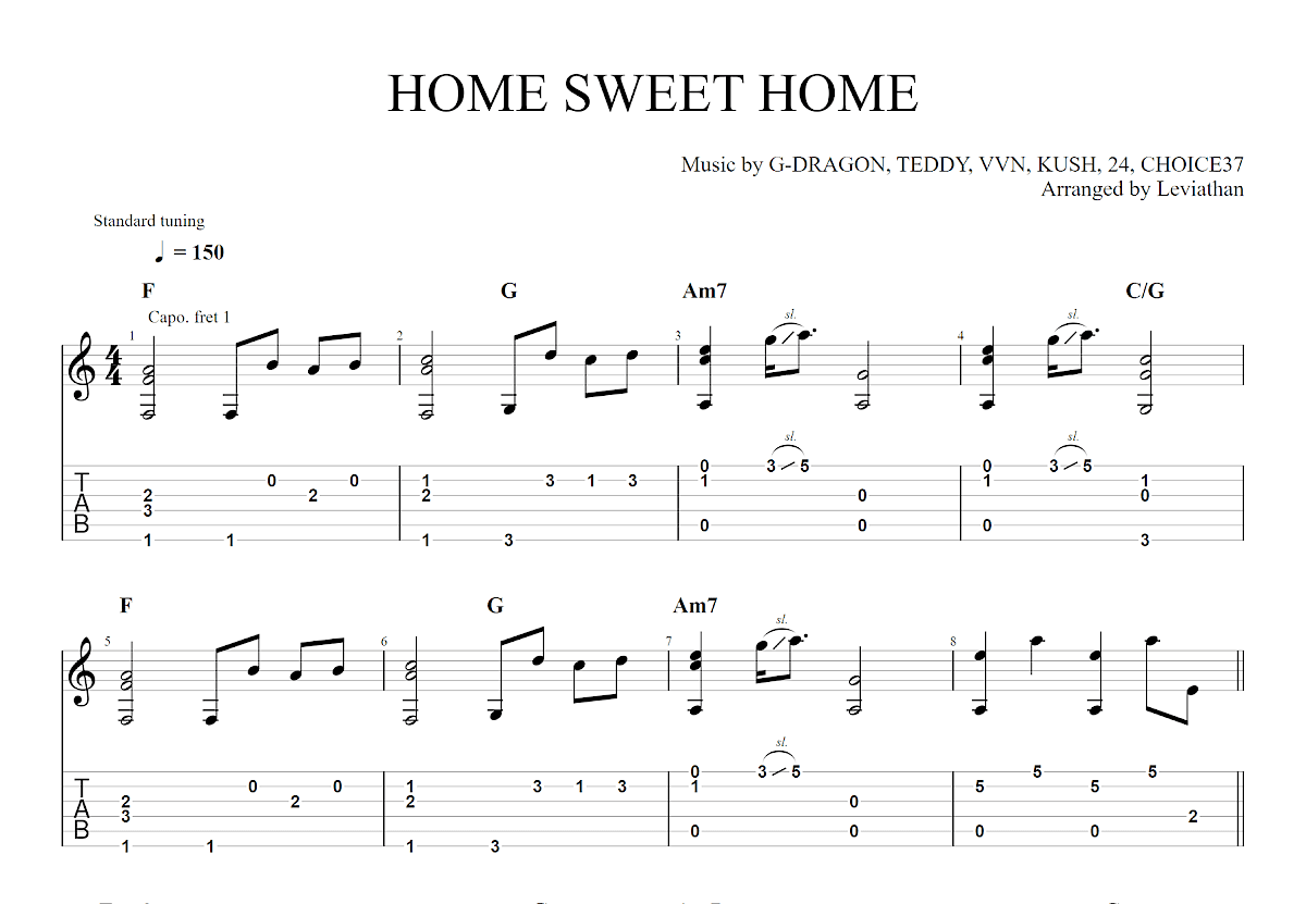 HOME SWEET HOME吉他谱预览图