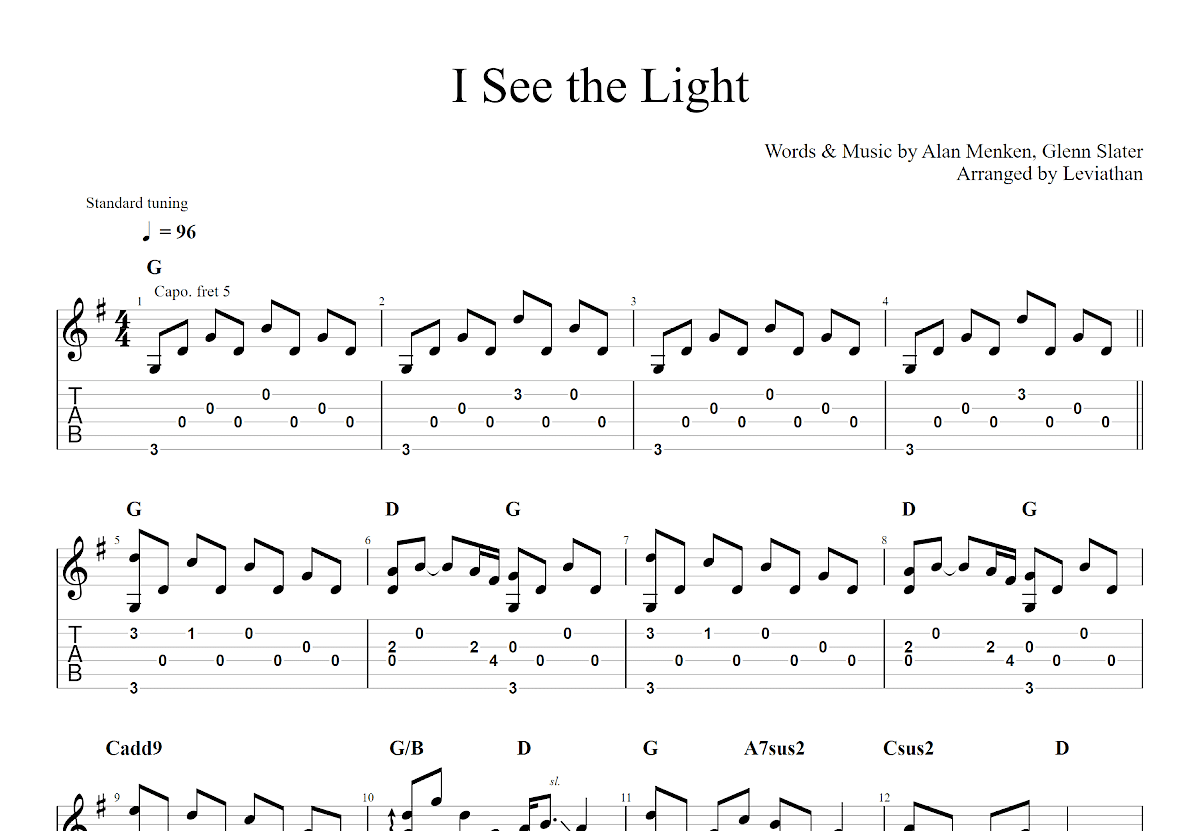 I See the Light吉他谱预览图