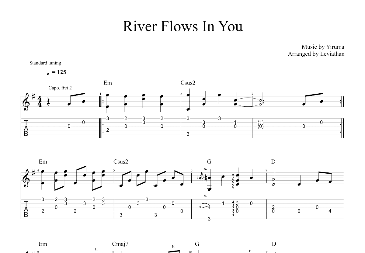 River Flows In You吉他谱预览图