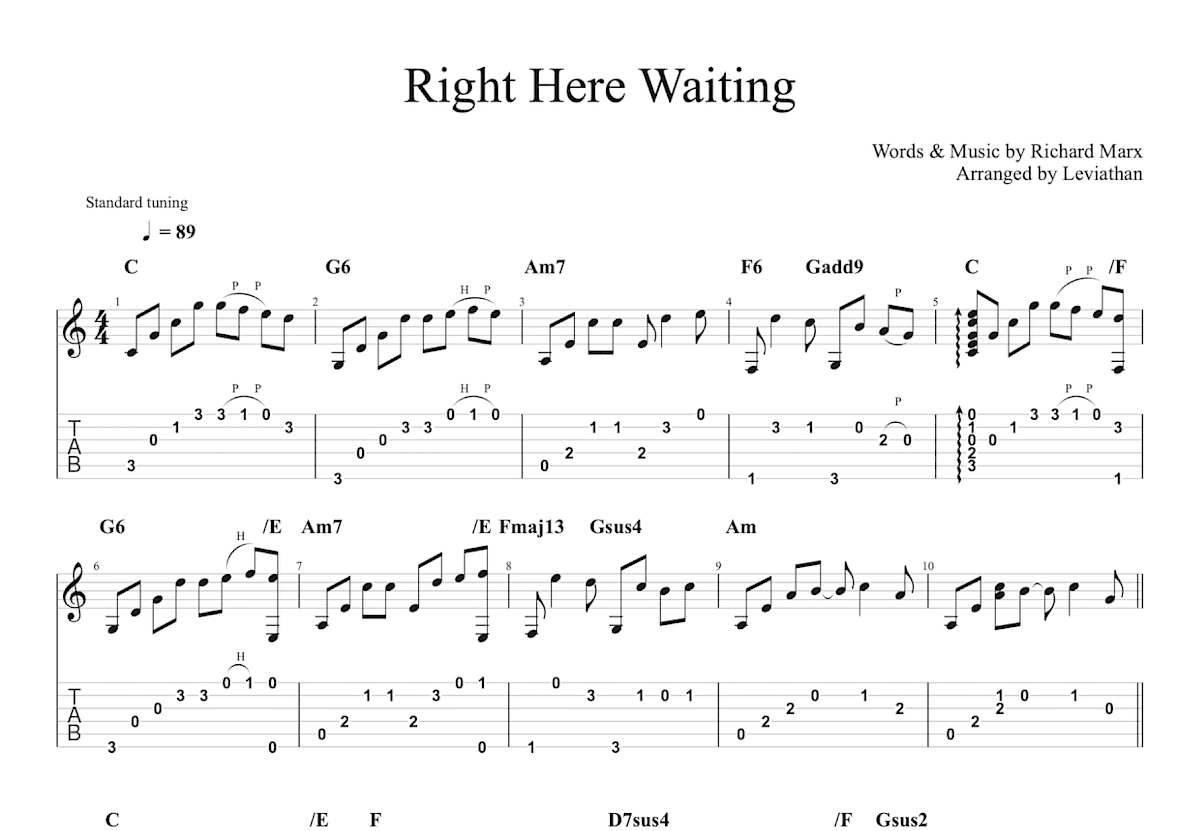 Right Here Waiting吉他谱_Richard Marx_C调指弹