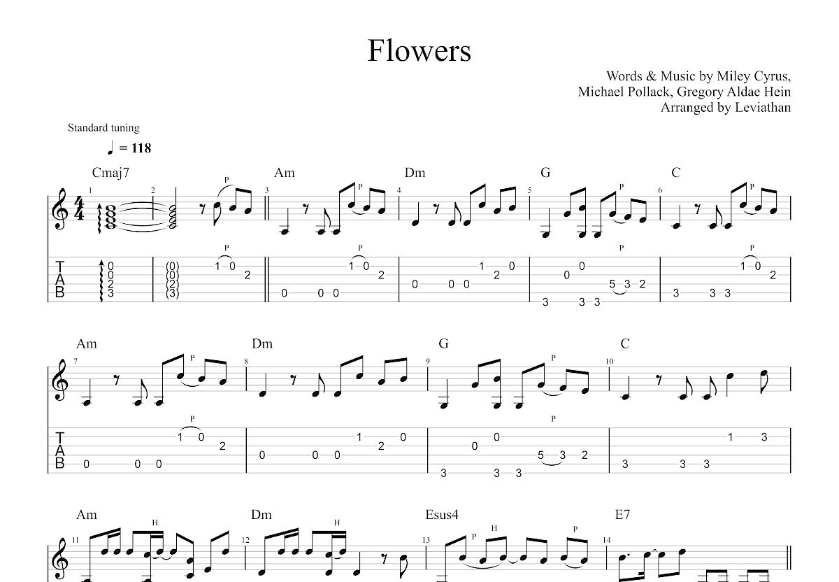 Flowers吉他谱预览图