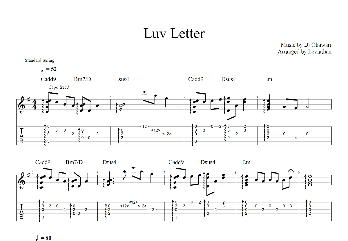 Luv Letter吉他谱预览图