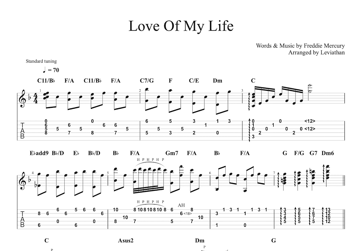 Love Of My Life吉他谱_Queen_F调指弹