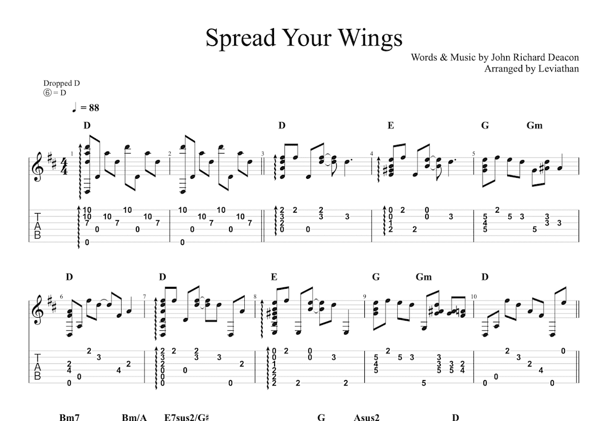 Spread Your Wings吉他谱预览图
