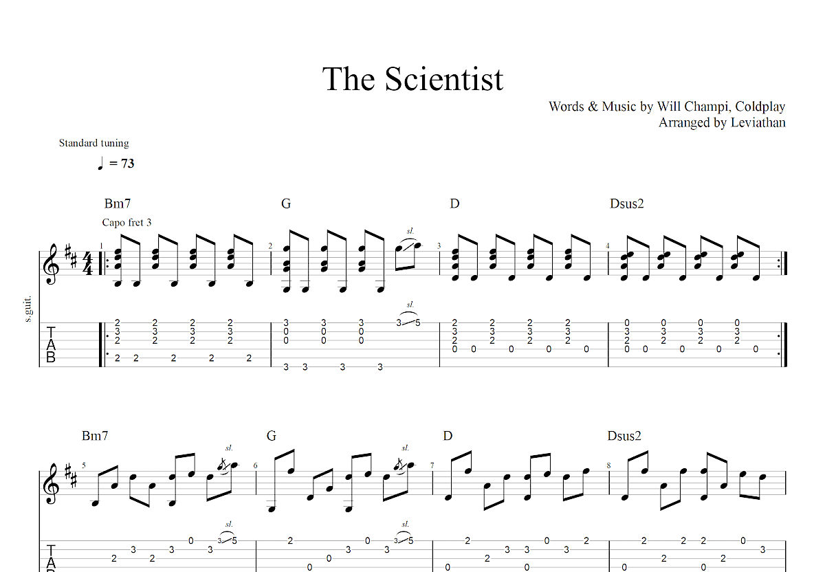 The Scientist吉他谱预览图