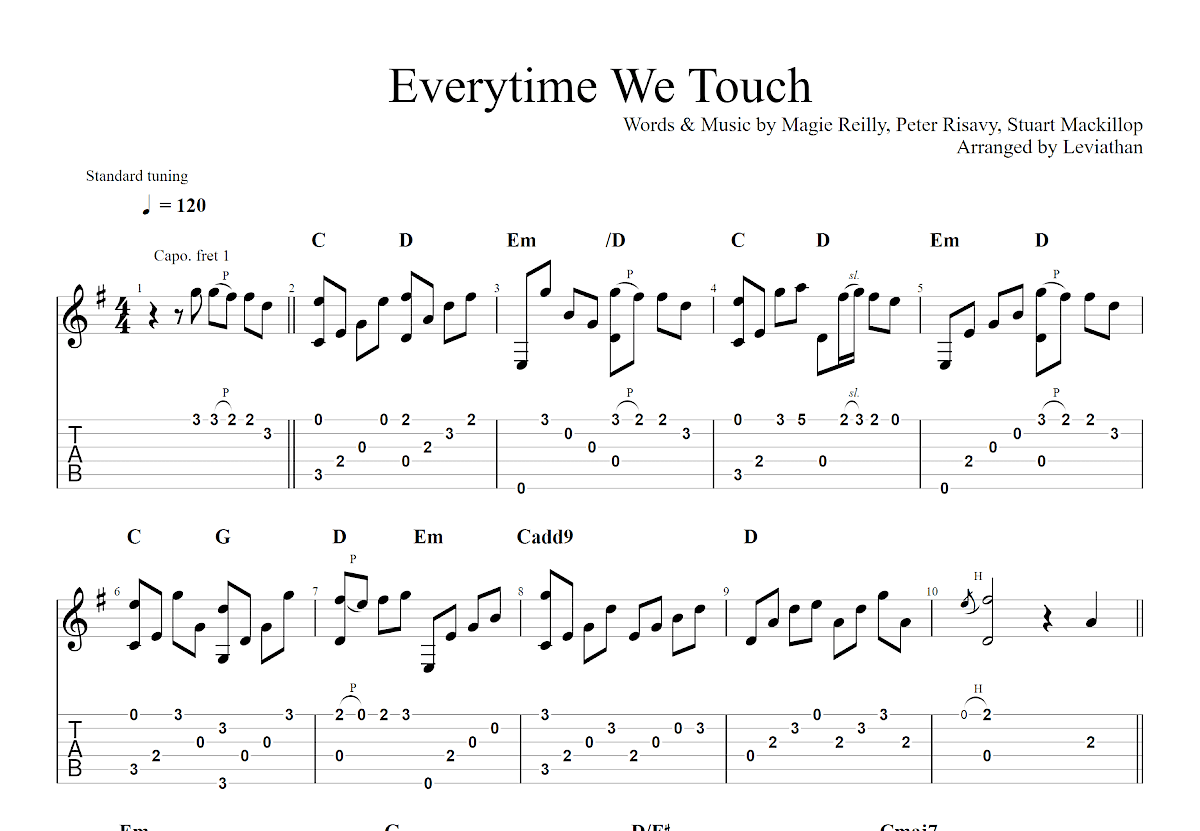 Everytime We Touch吉他谱预览图