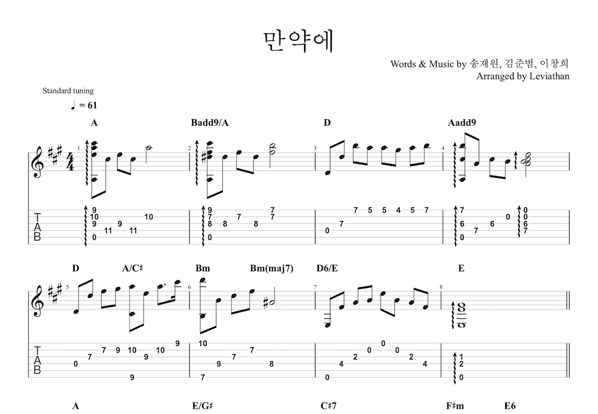 만약에吉他谱_金太妍_A调指弹