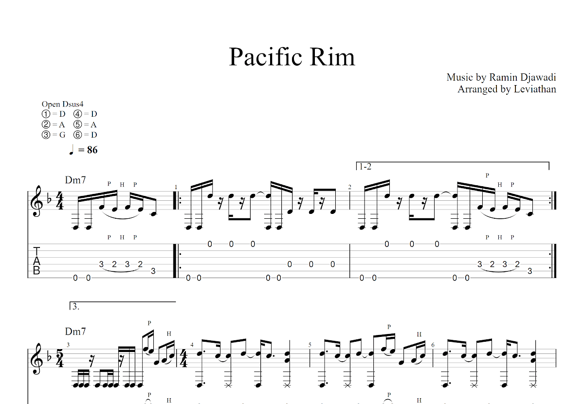 Pacific Rim Main Theme吉他谱预览图