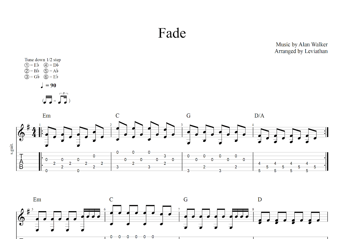 Fade吉他谱预览图