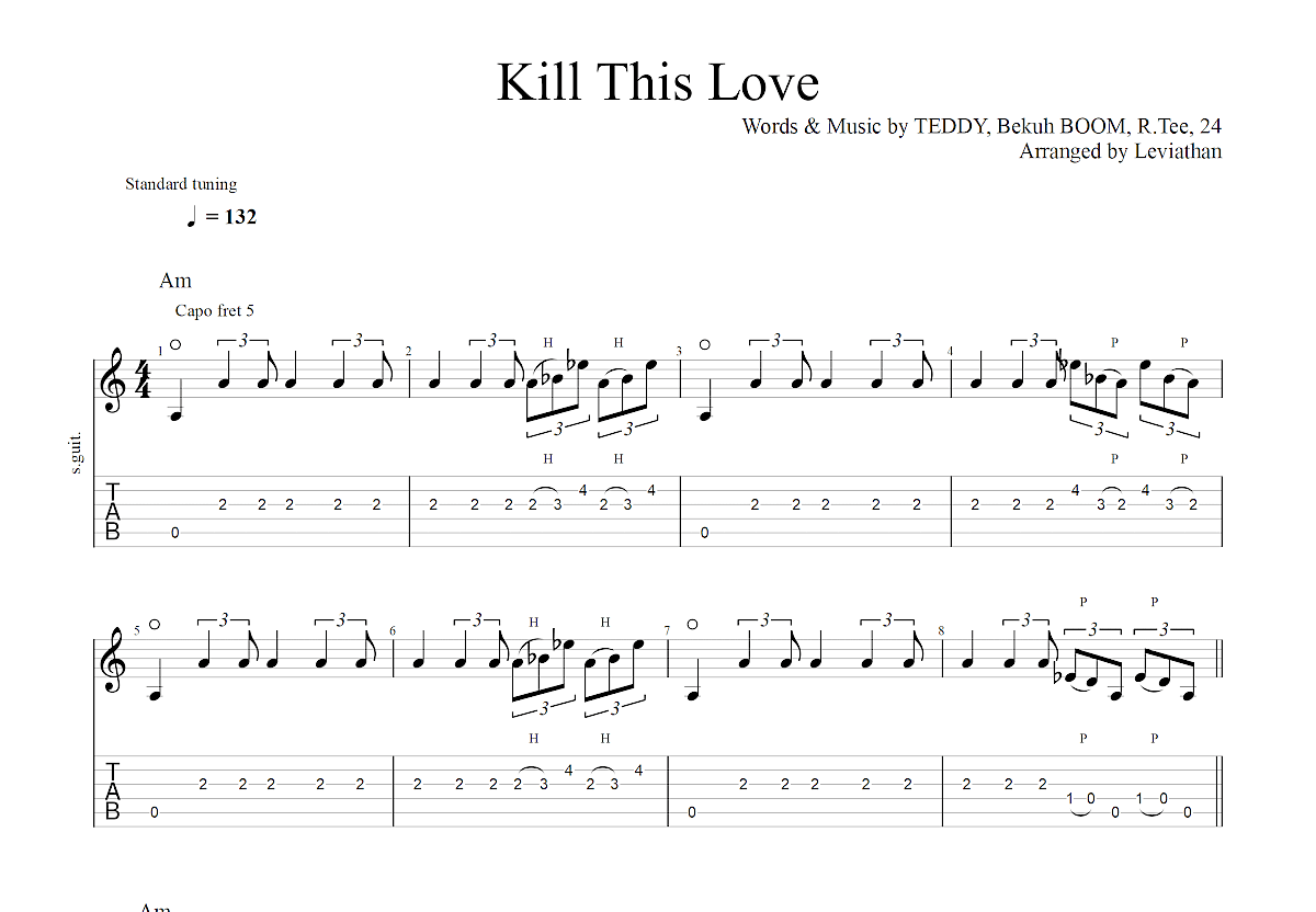 Kill This Love吉他谱预览图