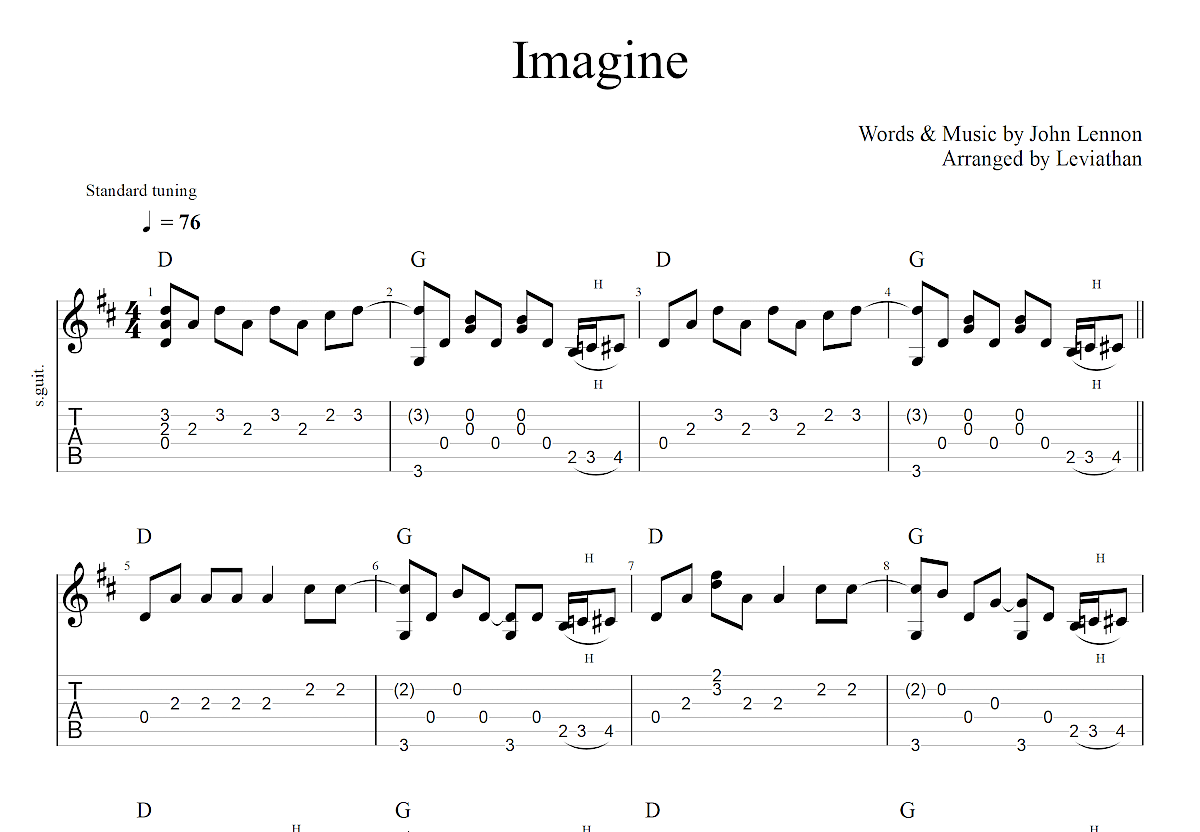 Imagine吉他谱预览图