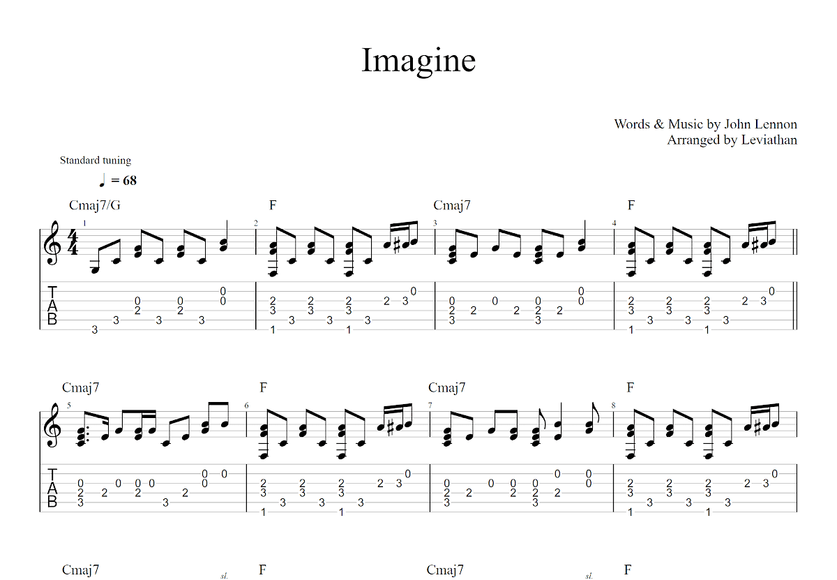 Imagine吉他谱预览图