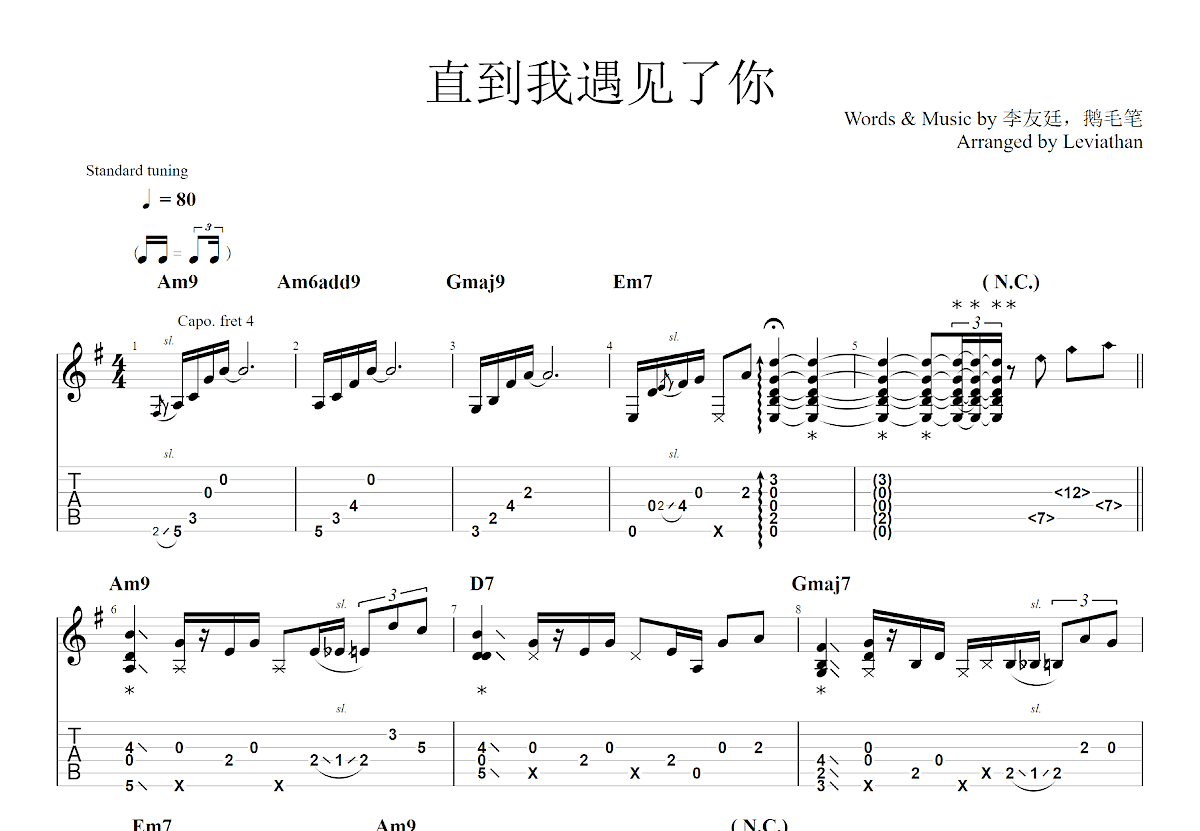 直到我遇见了你吉他谱预览图